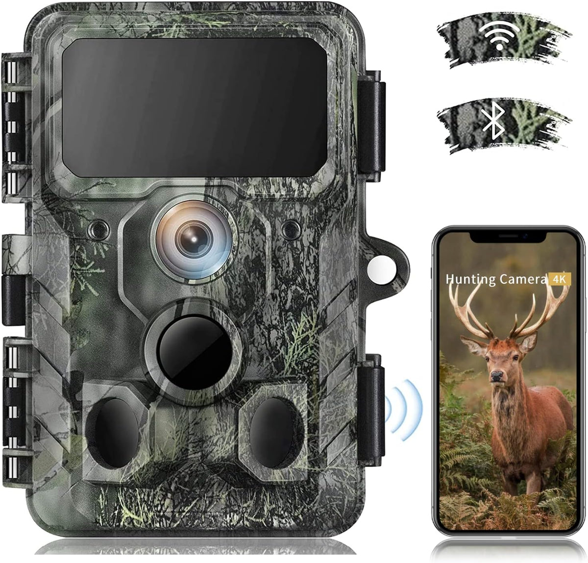 4K 30MP Trail Camera with Night Vision, 120° Wide Angle, IP66 Waterproof V206798