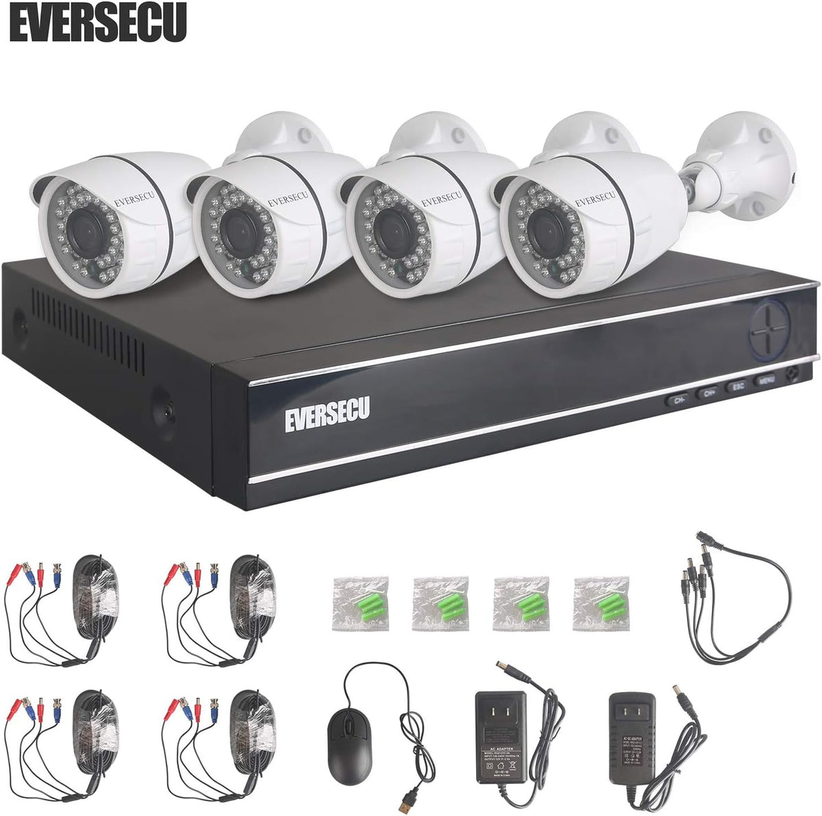 4 Channel 1080P DVR Security Camera System with 4 Weatherproof Cameras L590363