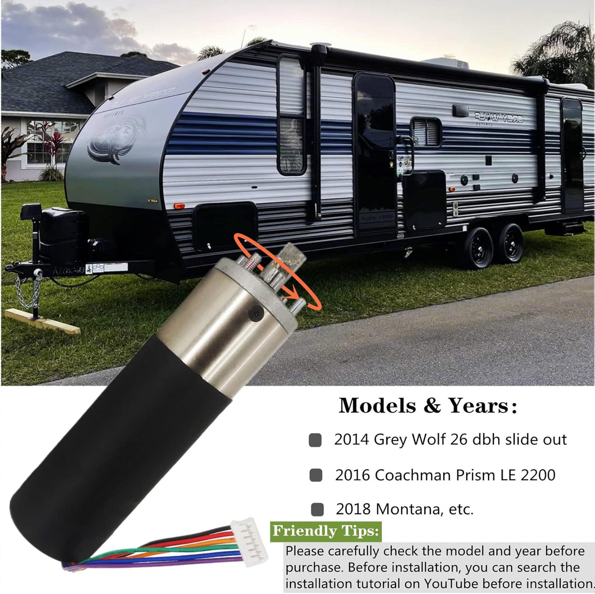 RV in-Wall Slide Out Motor 300:1 Gear Ratio J17321