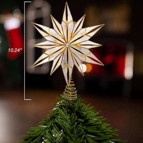 10-Light 12-Point Capiz Star Treetop L544927