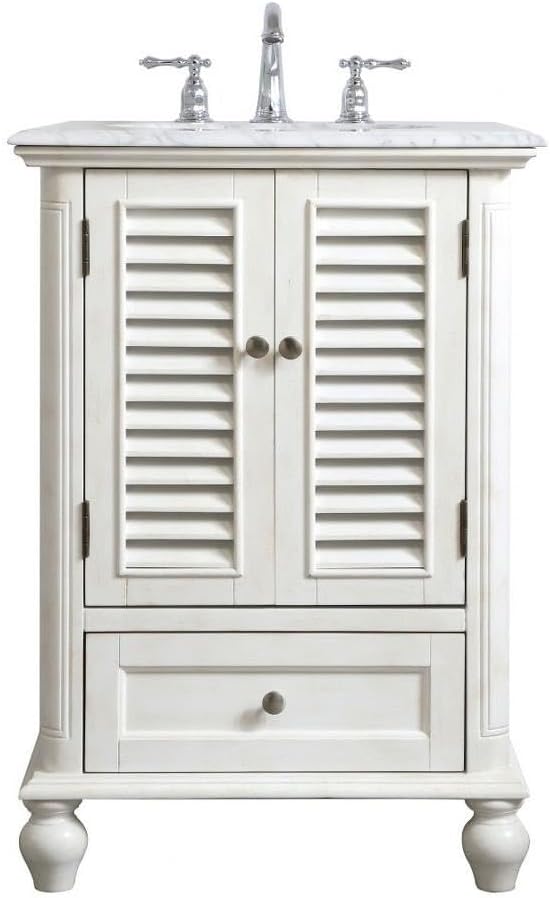 Antique White 1 Drawer Bathroom Vanity Sink Set M250103