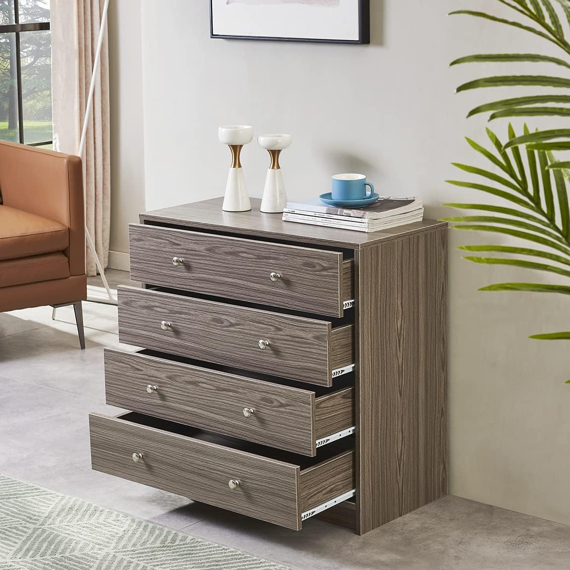 White 5 Drawer Wood Dresser V111