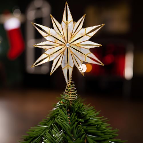 10-Light 12-Point Capiz Star Treetop L544927