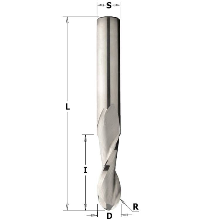 Solid Carbide Upcut Ball Nose Spiral Bit 1/2-Inch Diameter 1/2-Inch Shank M54325