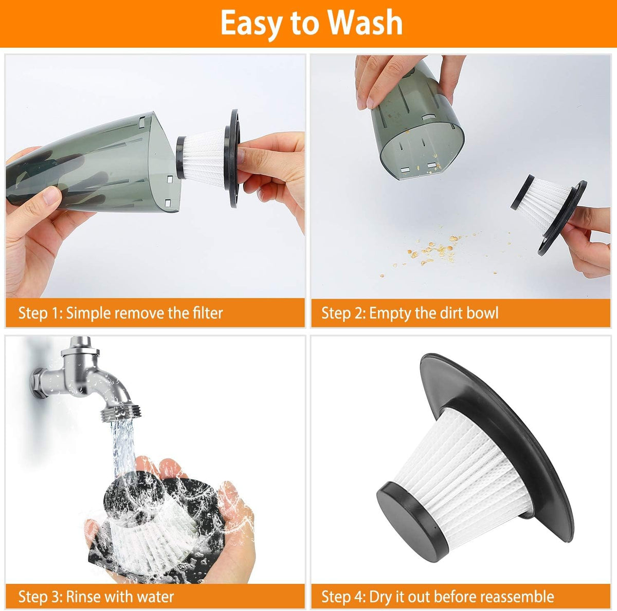 Cordless Handheld Car Vacuum with Waterwashable Filter Pack of 2 R648281