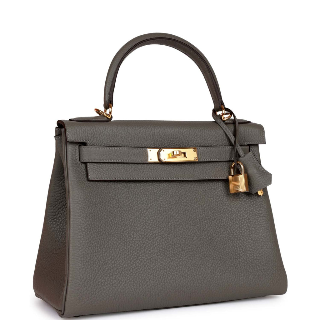 Kelly Retourne 28 Gris Meyer Clemence Gold Hardware E362