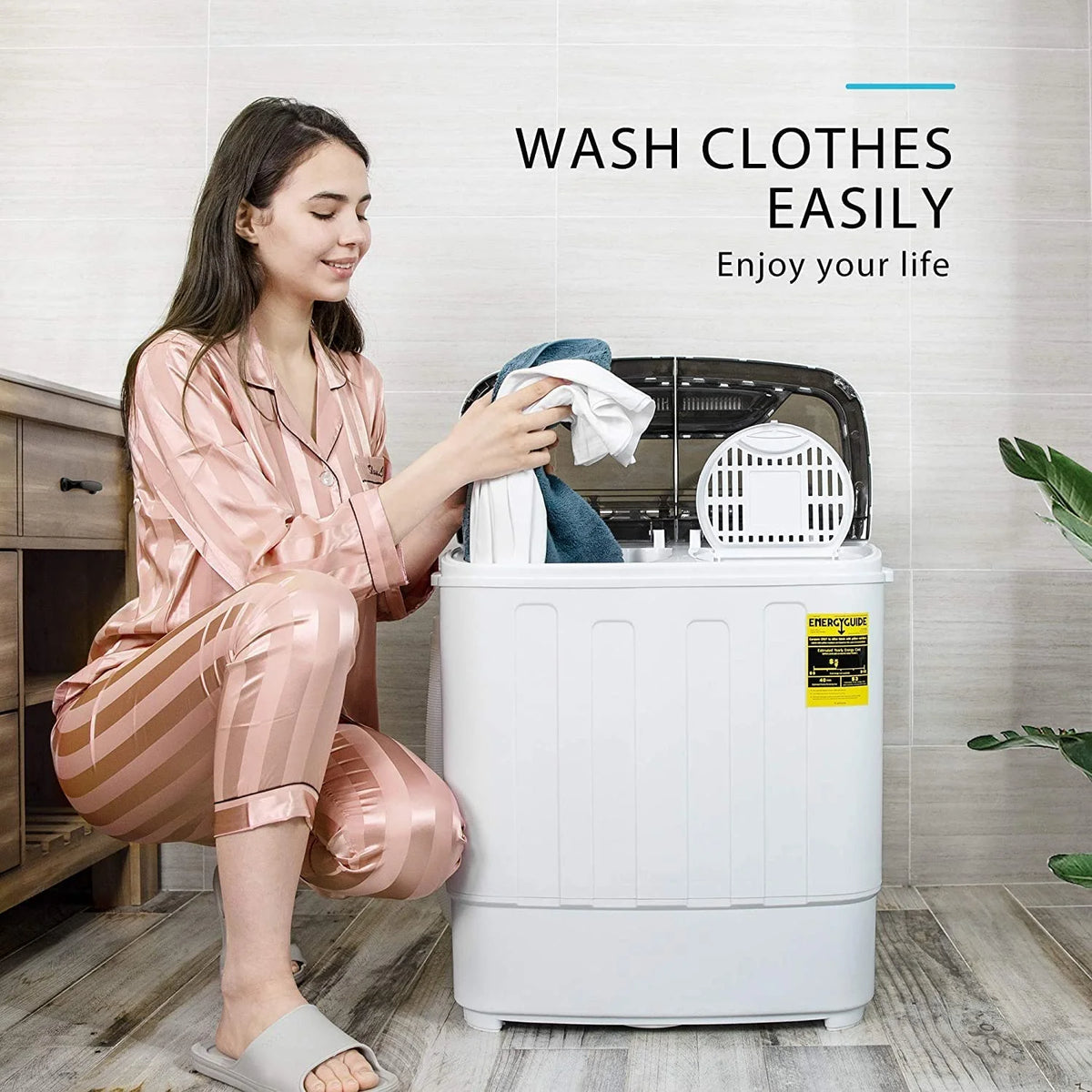 Portable Twin Tub Mini Laundry Washer and Spin Dryer Combo 13.5lbs G57837