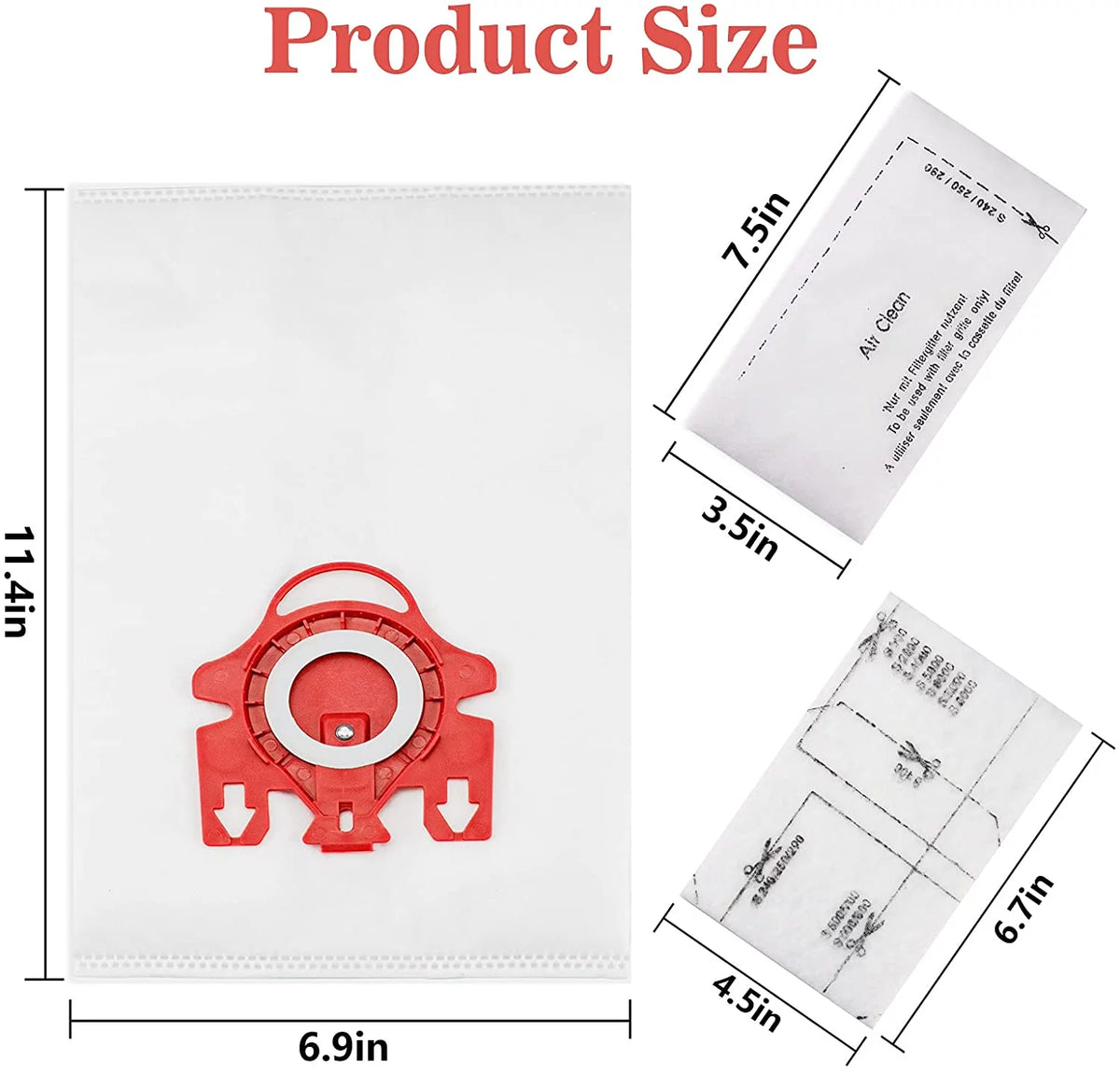 3D Airclean Dust Bags Replacement Pack of 10 with 3 Motor Protection Filters O620655