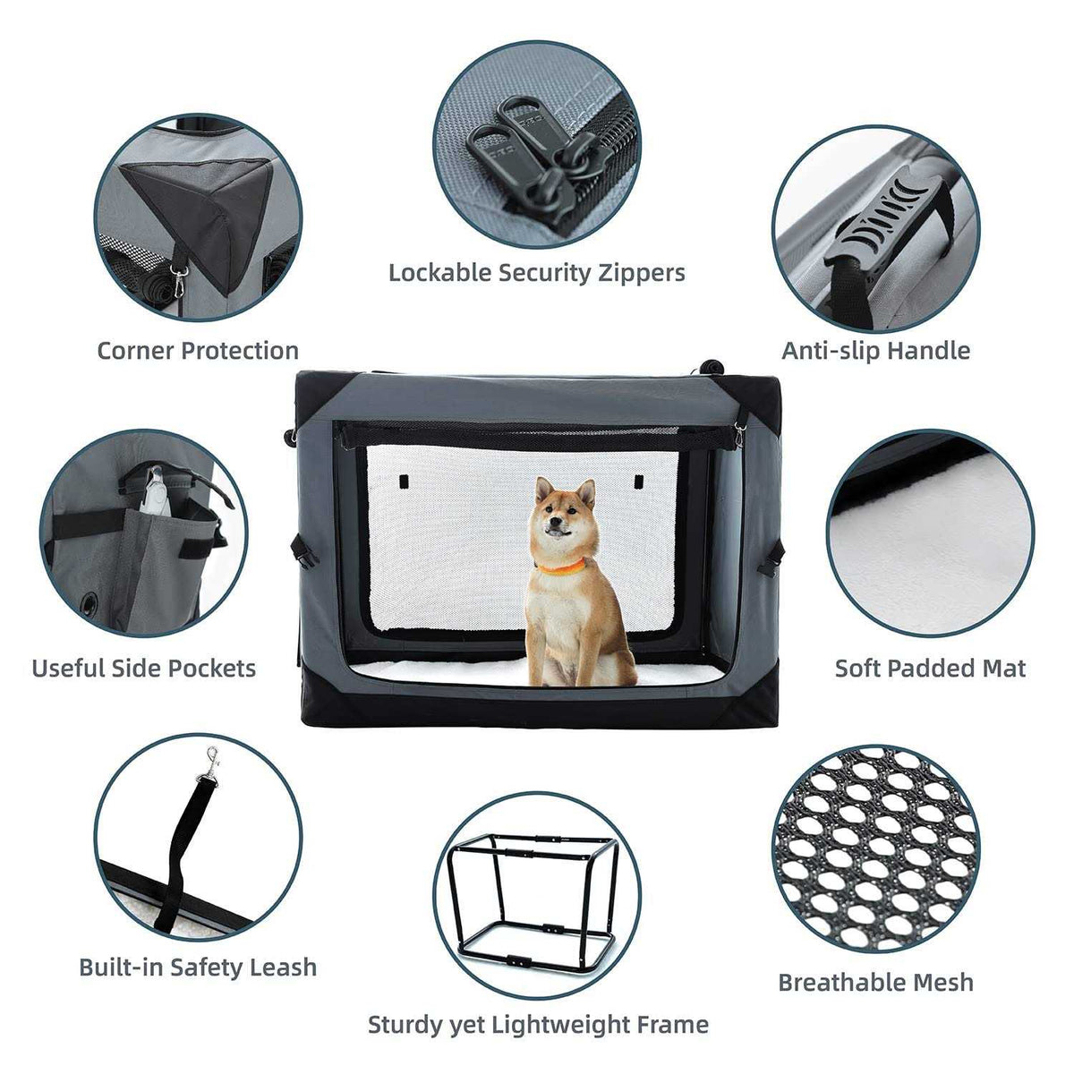 Collapsible 4-Door Soft Dog Crate X5044