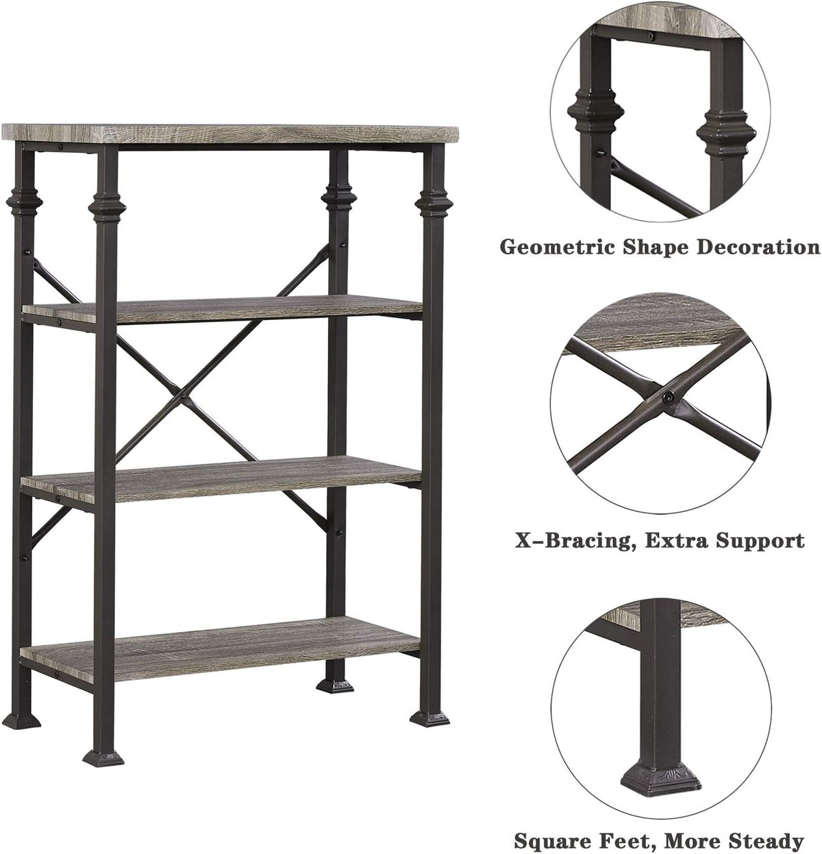 4-Tier Ladder Shelf Bookcase with Metal Frame B43752