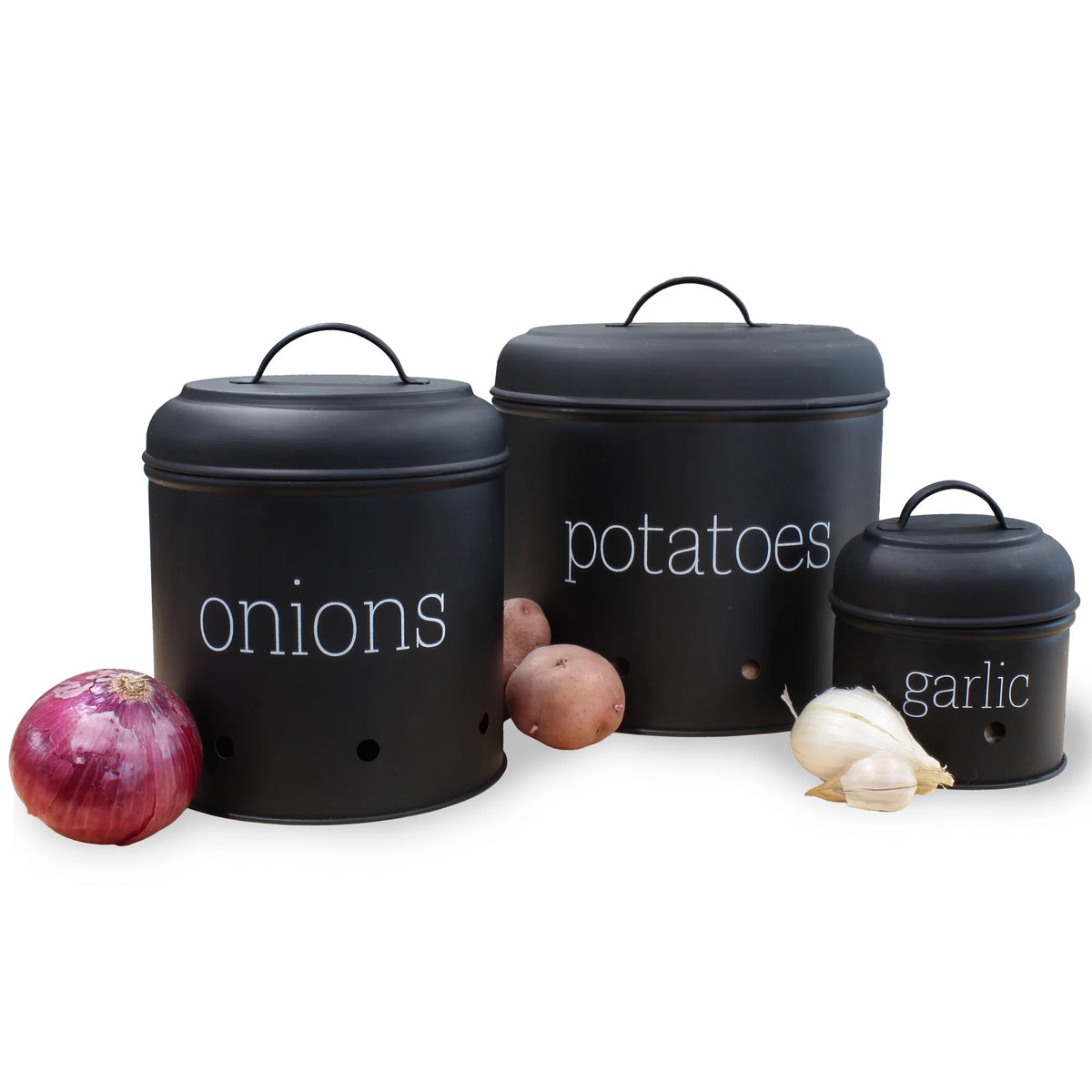Black Vegetable Storage Canister Set N15801