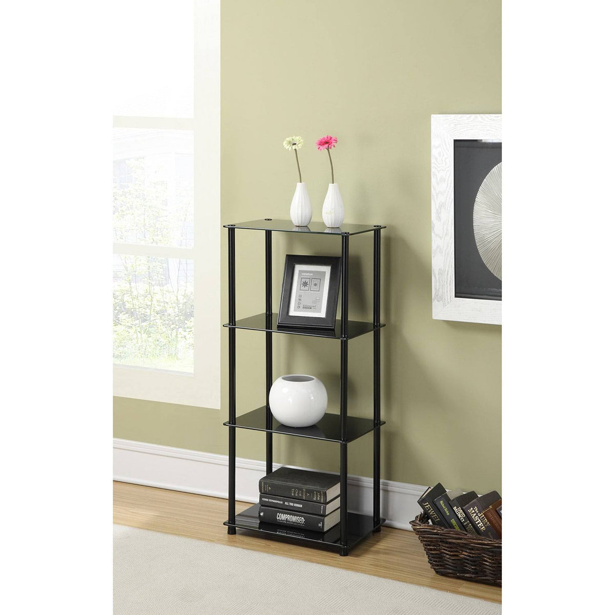 Glass 4-Tier Tower Shelf W98589