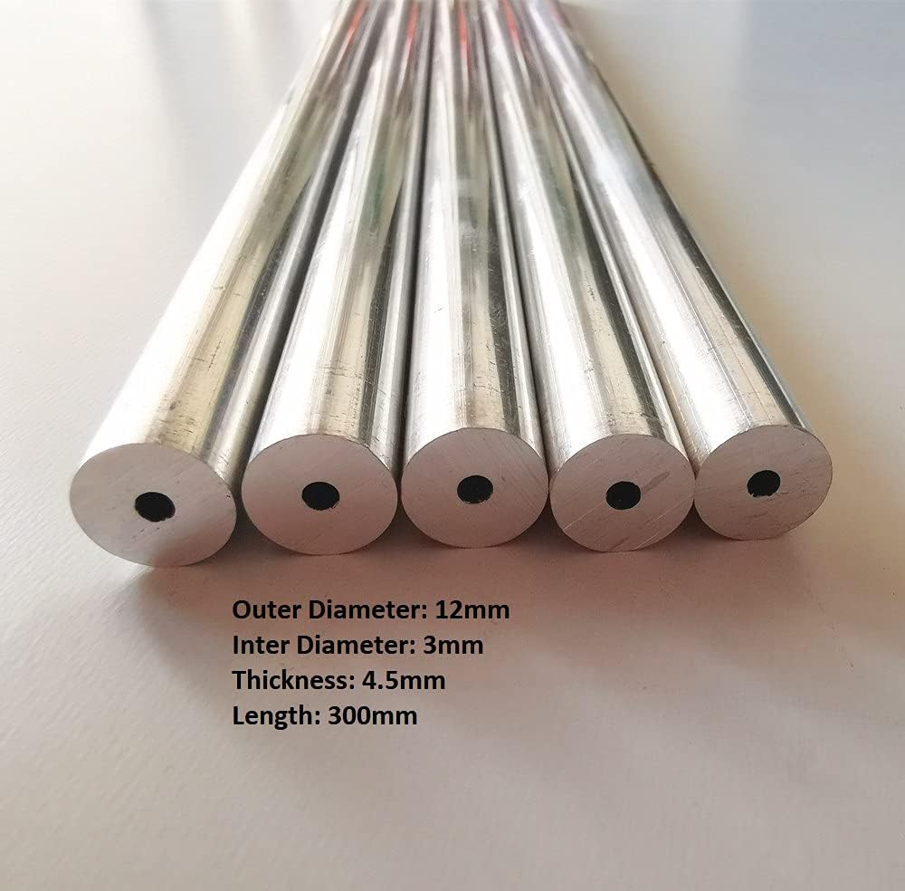 5PCS 12mm Outer Diameter 3mm Inner Diameter 300mm Length Seamless Aluminum Tube M668
