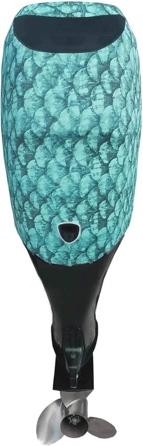 Blue Green Fish Scales Outboard Motor Cover P755