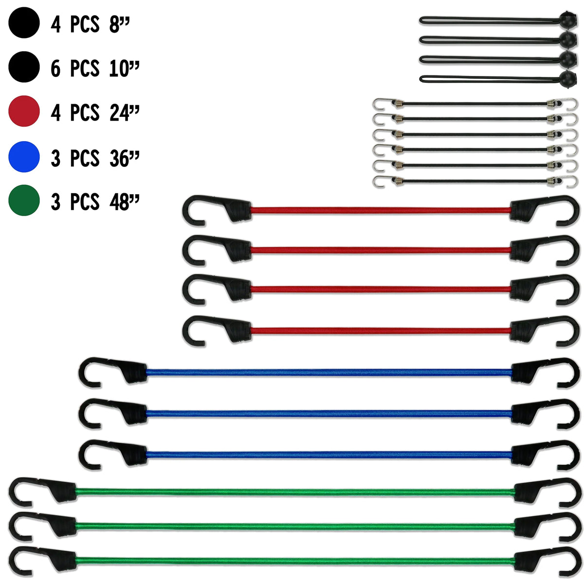 20 Pieces Multi-Color Bungee Cord Set R96870