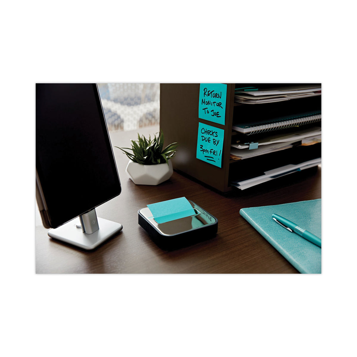 Post-it Pop-up Notes Super Sticky Steel Top Dispenser, 3 x 3 Pads, Black/Steel D27833
