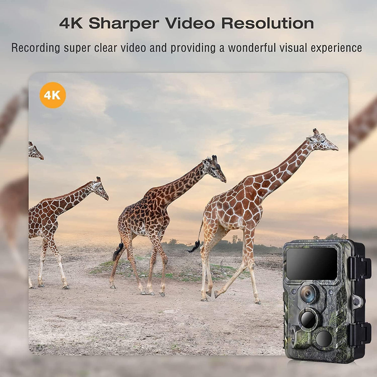 4K 30MP Trail Camera with Night Vision, 120° Wide Angle, IP66 Waterproof V206798