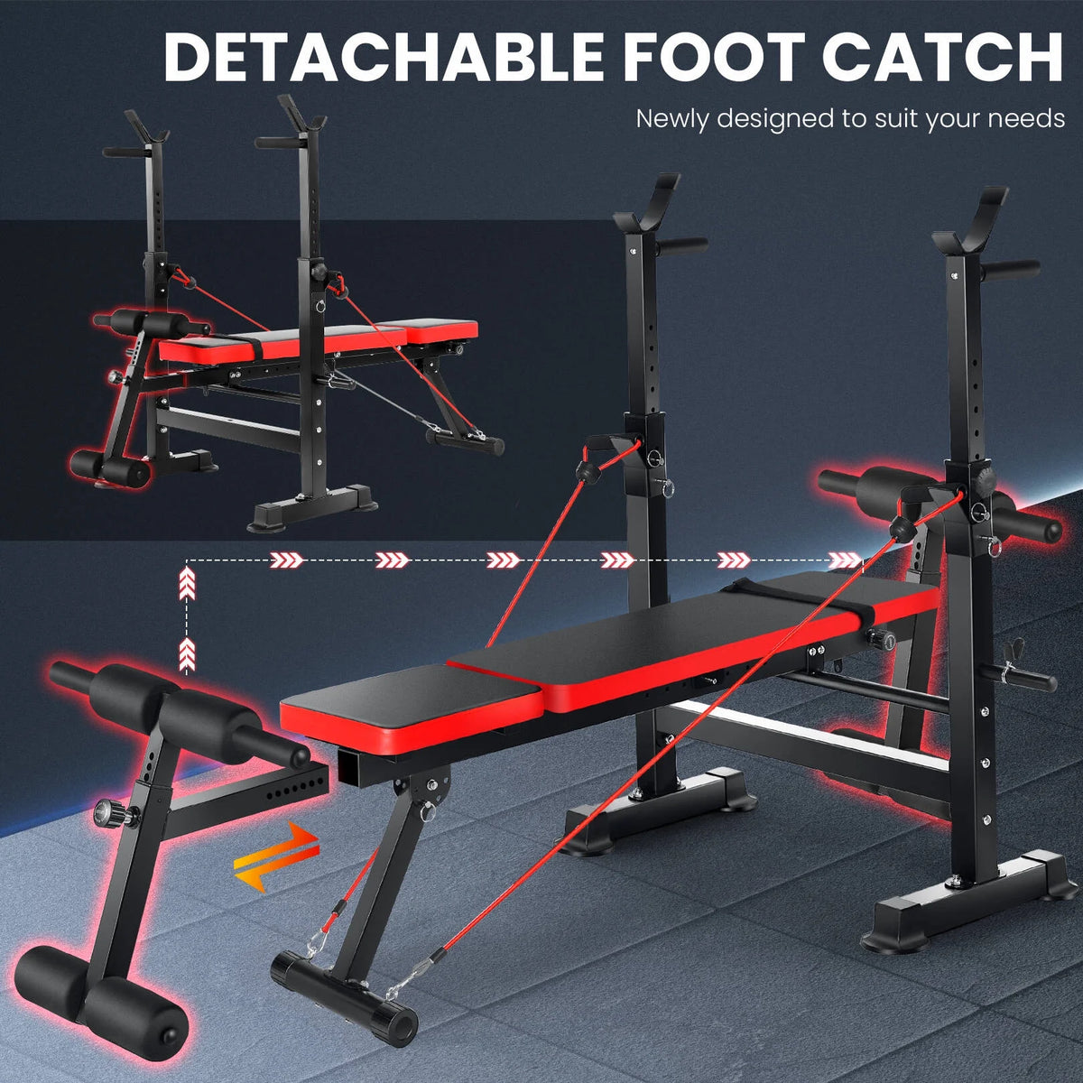 Adjustable Weight Bench Set with Barbell Rack Y105856