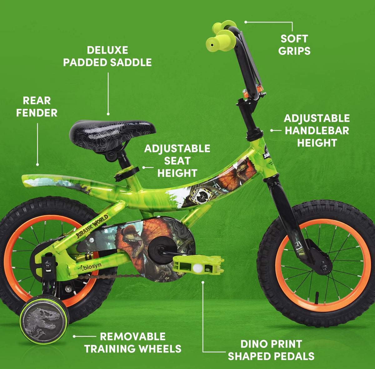 Green and Orange 12-inch Boy's Bicycle with Training Wheel Z587