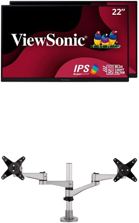 Frameless Dual Pack 1080p IPS Monitors with Dual Monitor Mounting Arm F674
