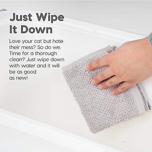 Rectangular Top Entry Cat Litter Box with Scoop, Black/Gray Z619