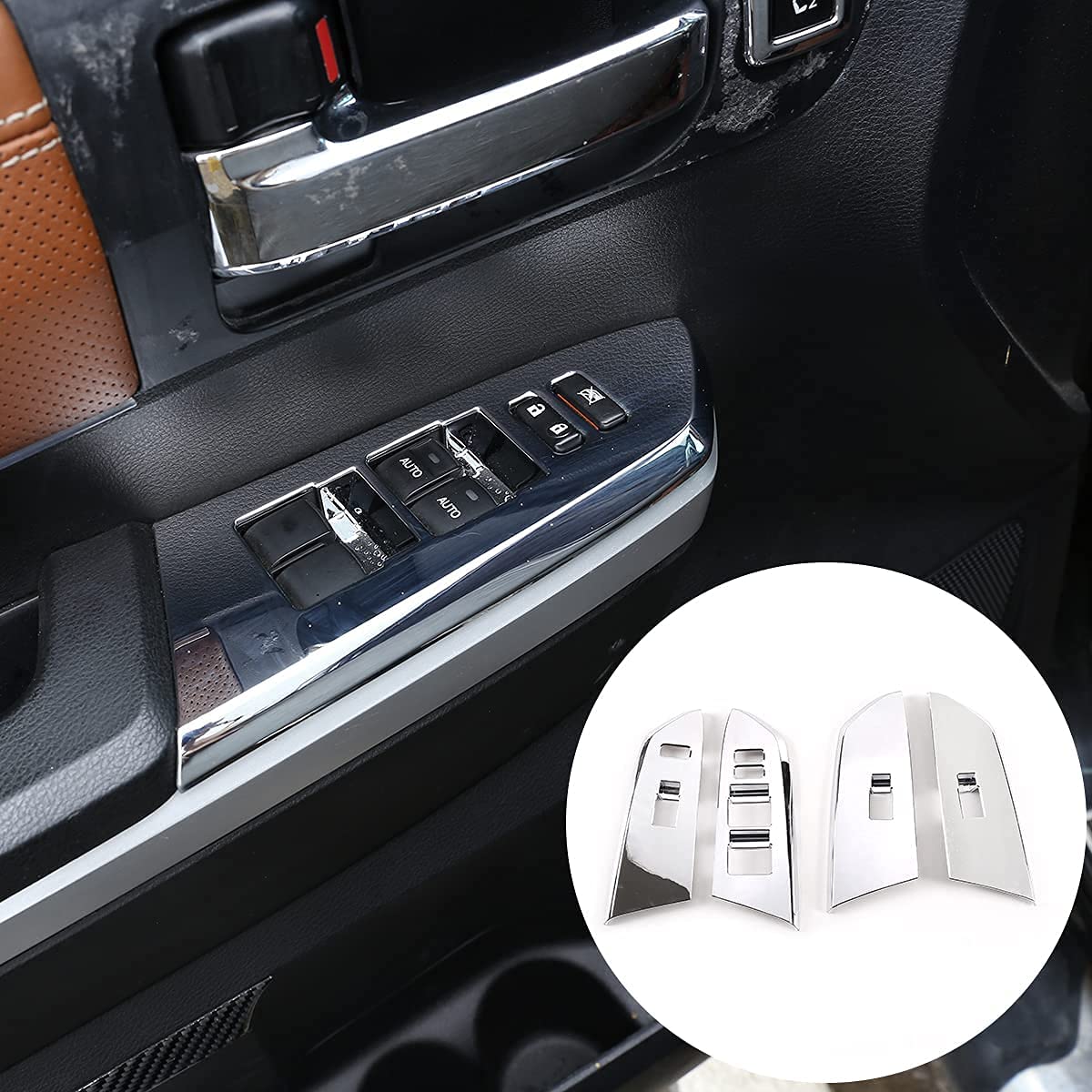 Silver ABS Plastic Power Window Switch Button Covers C201287