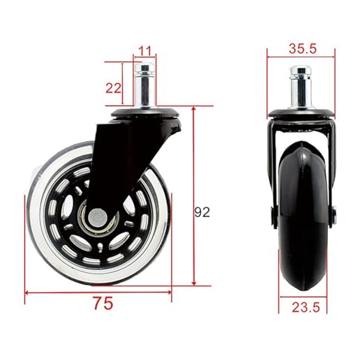 5pc Soft Rubber Swivel Caster Wheels for Office Chair P68546