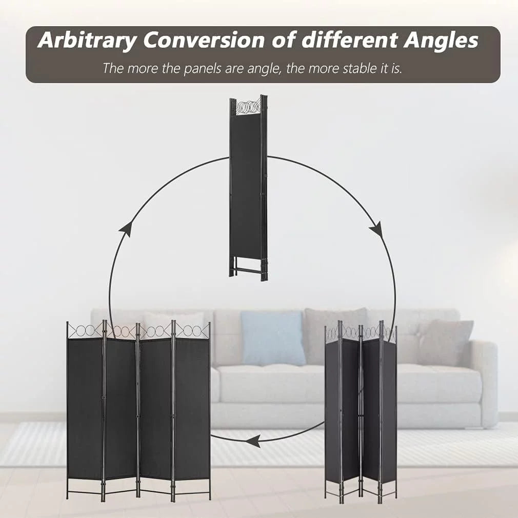 4 Panel 6FT Steel Frame Folding Privacy Divider D618