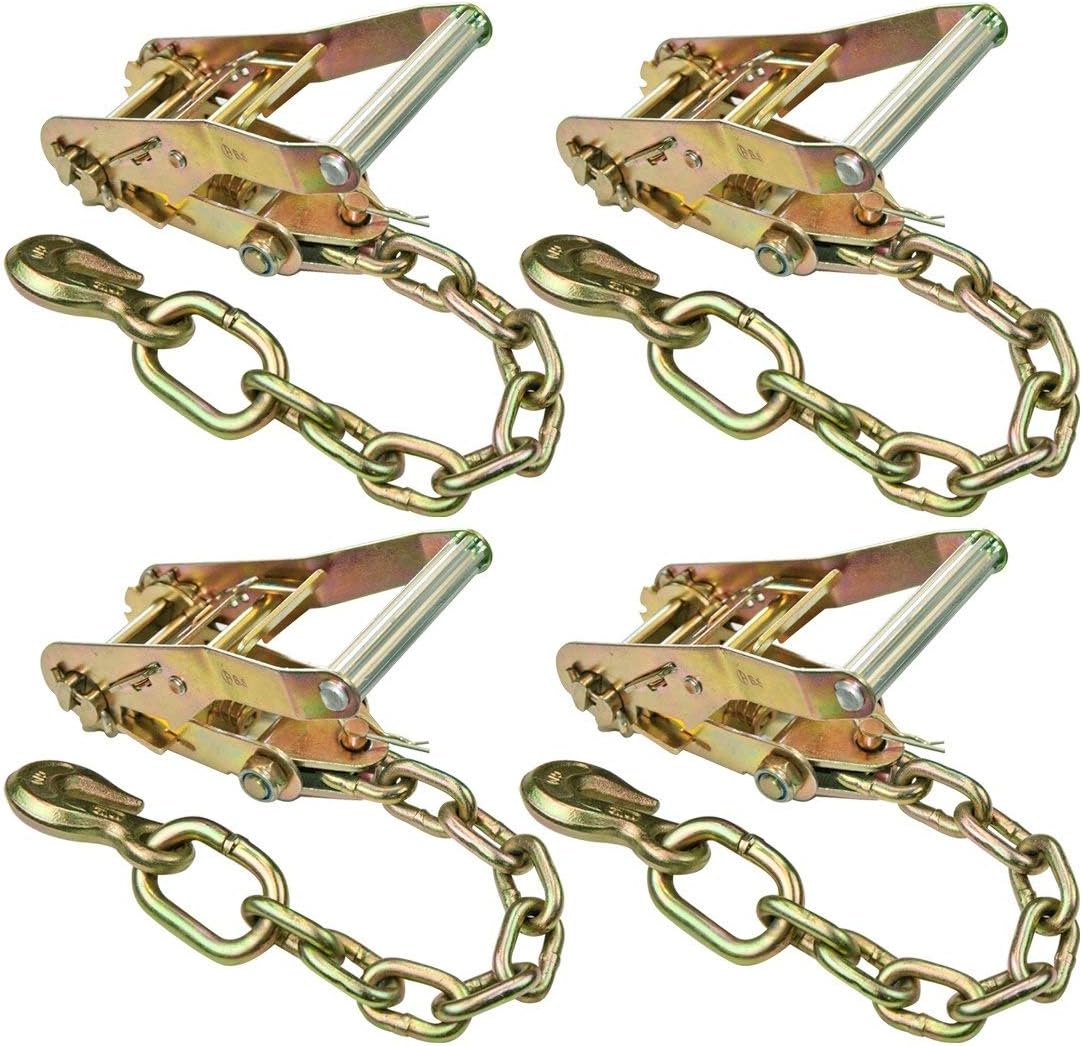 4 Pack Ratchet Buckle Chain Anchor with 3,300 Pound Safe Working Load K364