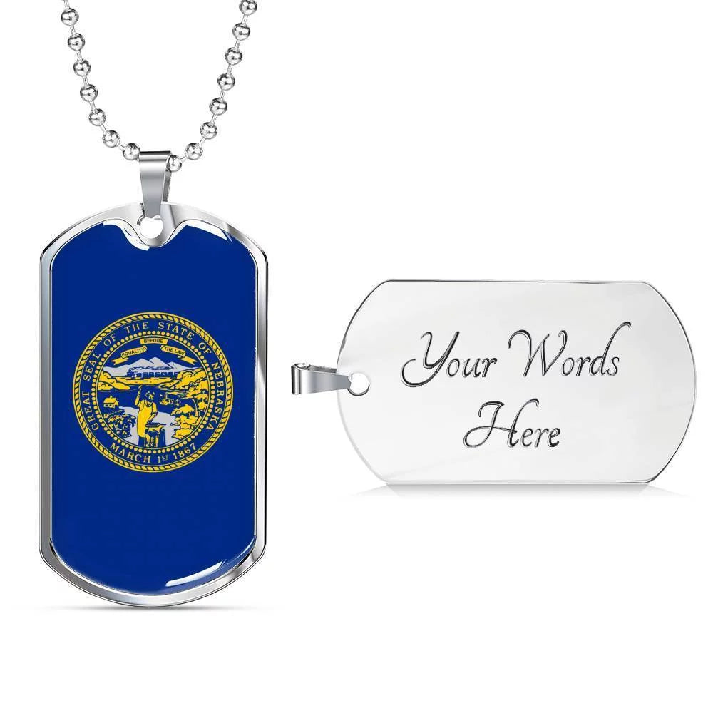 Stainless Steel or 18k Gold Dog Tag Necklace E31468