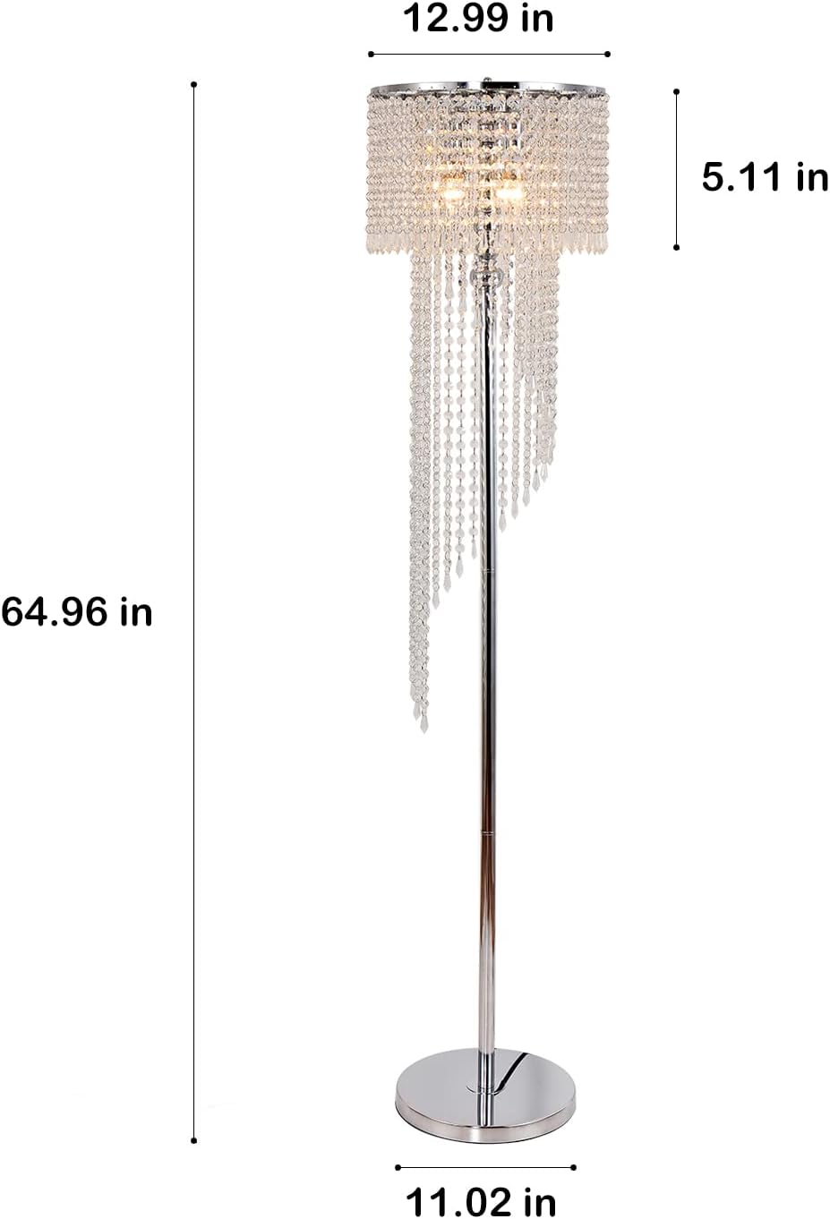Chrome Finish Crystals Floor Lamp, 3 Lights G730
