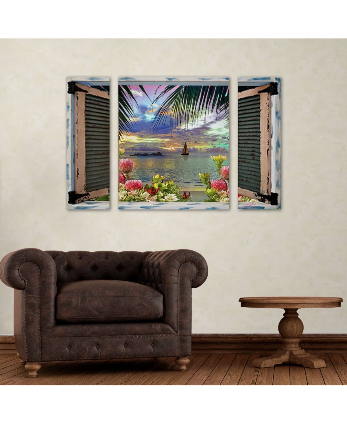 Tropical Window to Paradise III Three Panel Set I346