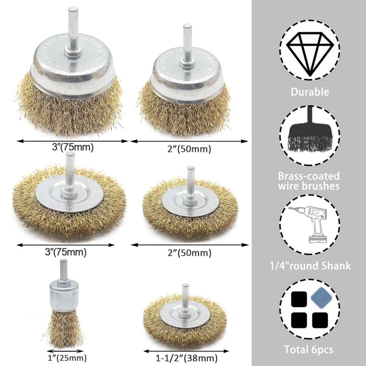 6pcs Crimped Cup Brush with 1/4-Inch Shank S554352