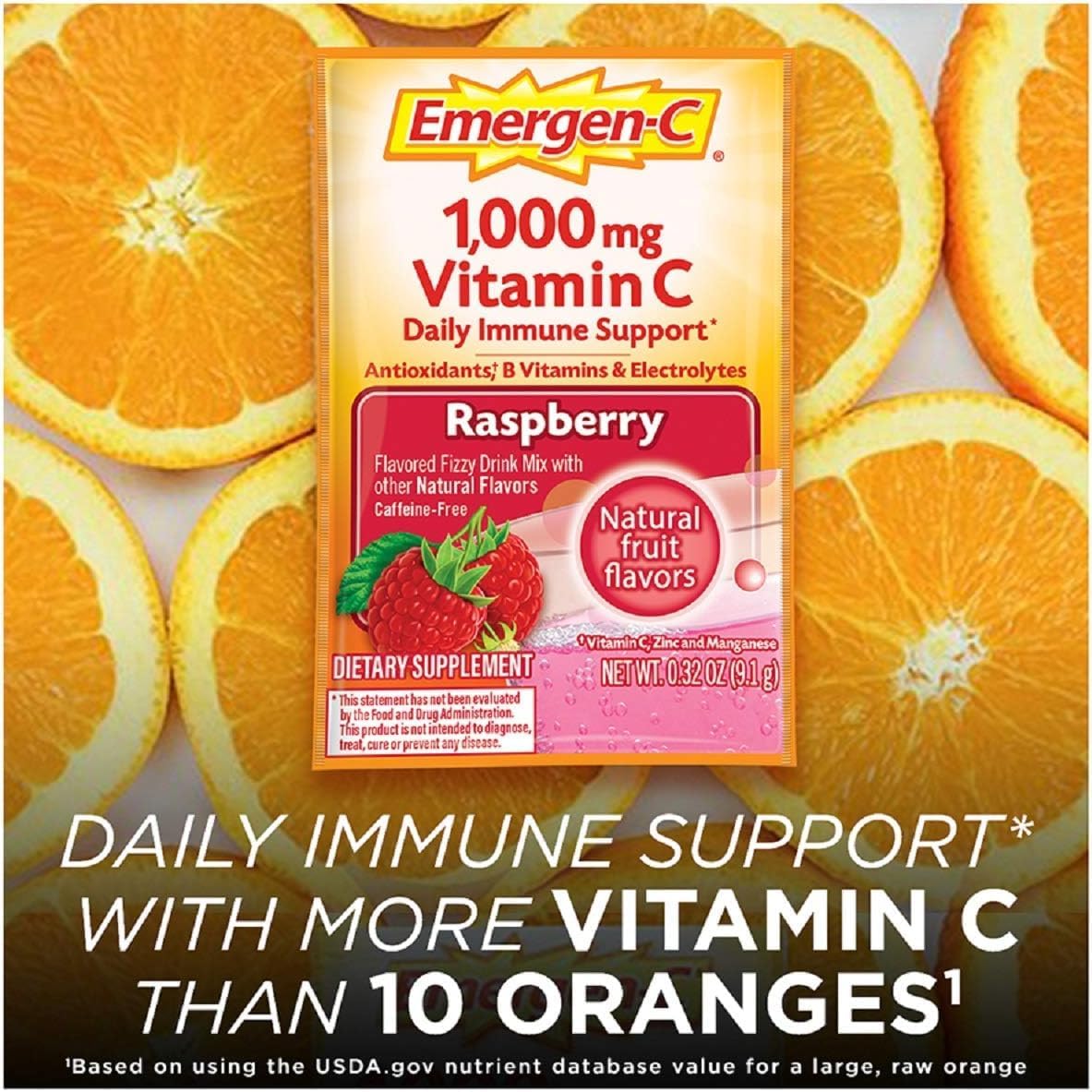 1000mg Vitamin C Powder, Raspberry Flavor, 0.32 Ounce (Pack of 30) R172448