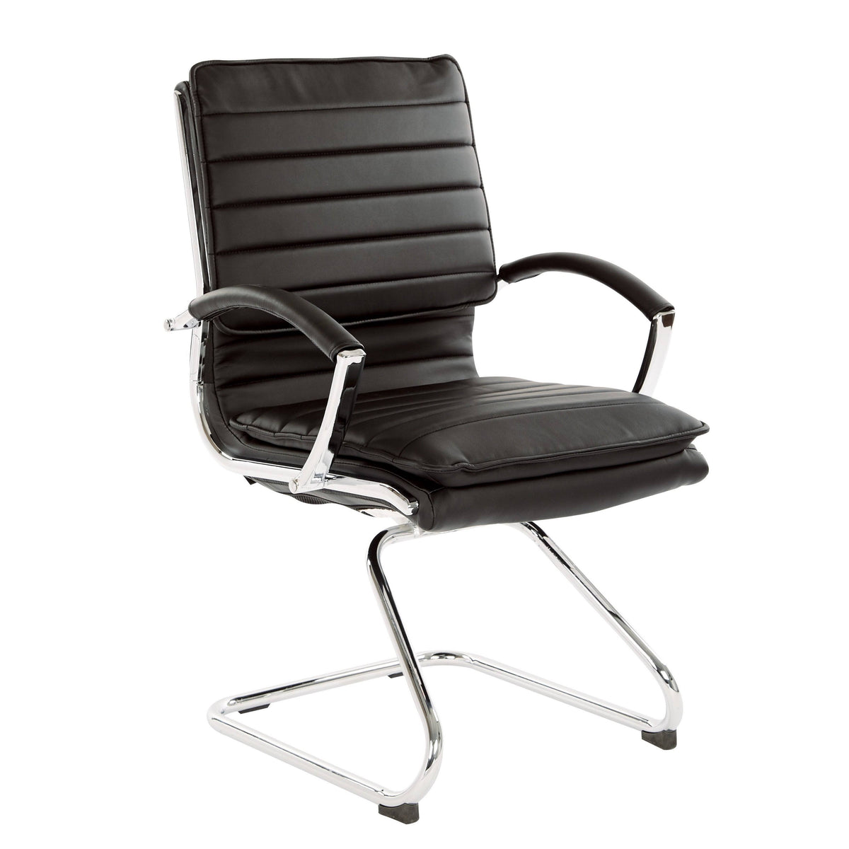 Red Faux Leather Guest Chair with Chrome Base T633