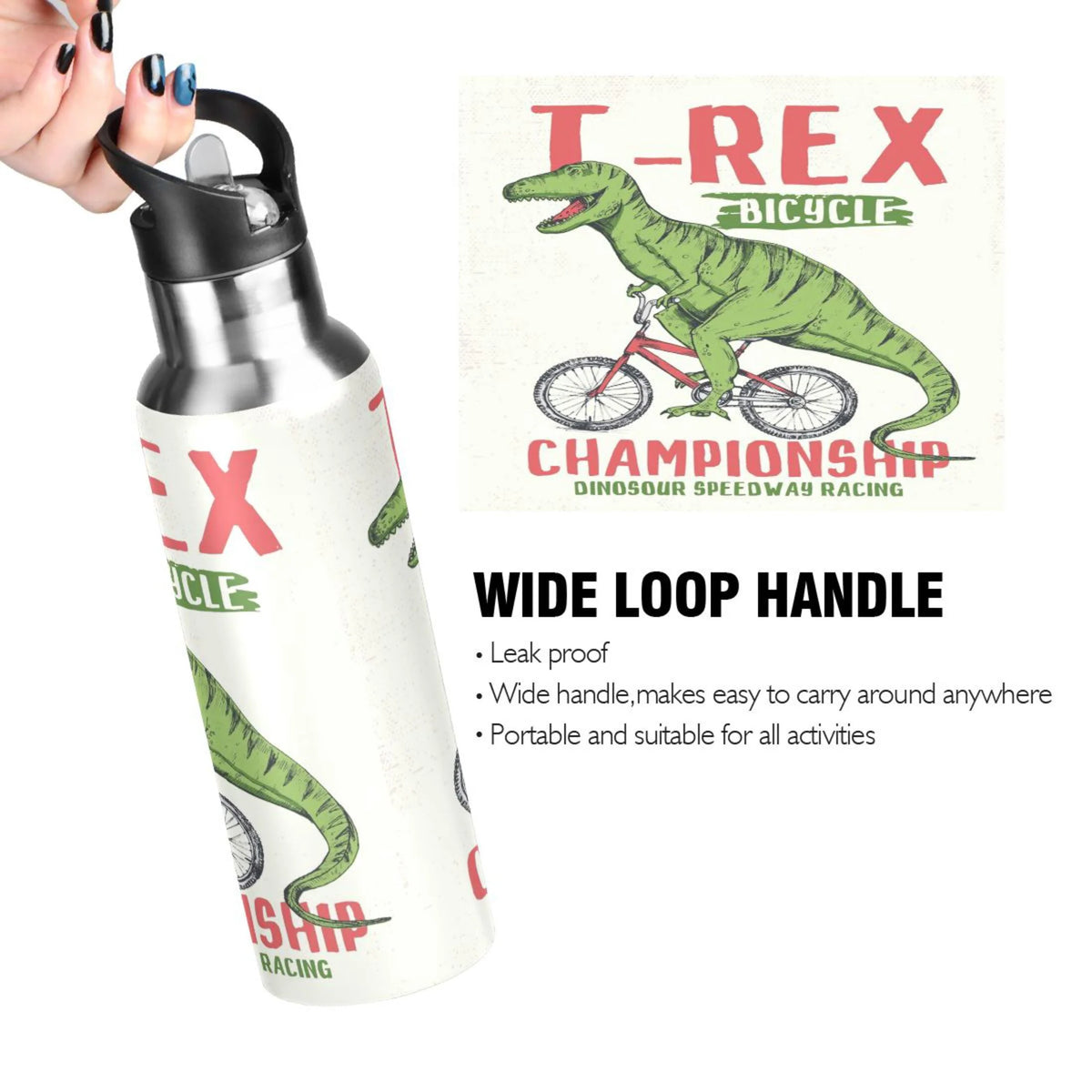 Stainless Steel Vacuum Insulated Water Bottle with Straw Lid, 20 OZ T330277
