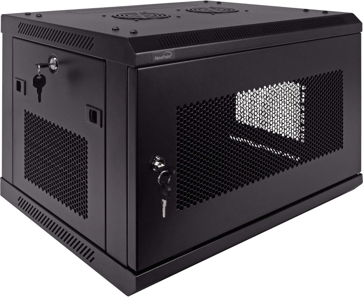 6U Wallmount Cabinet Enclosure 19-Inch Server Network Rack with Locking Perforated Door Black B296