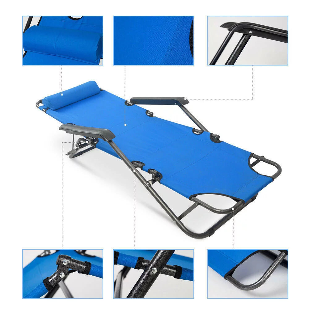 Extendable Folding Chaise Lounge Chair with Headrest Pillow F51149