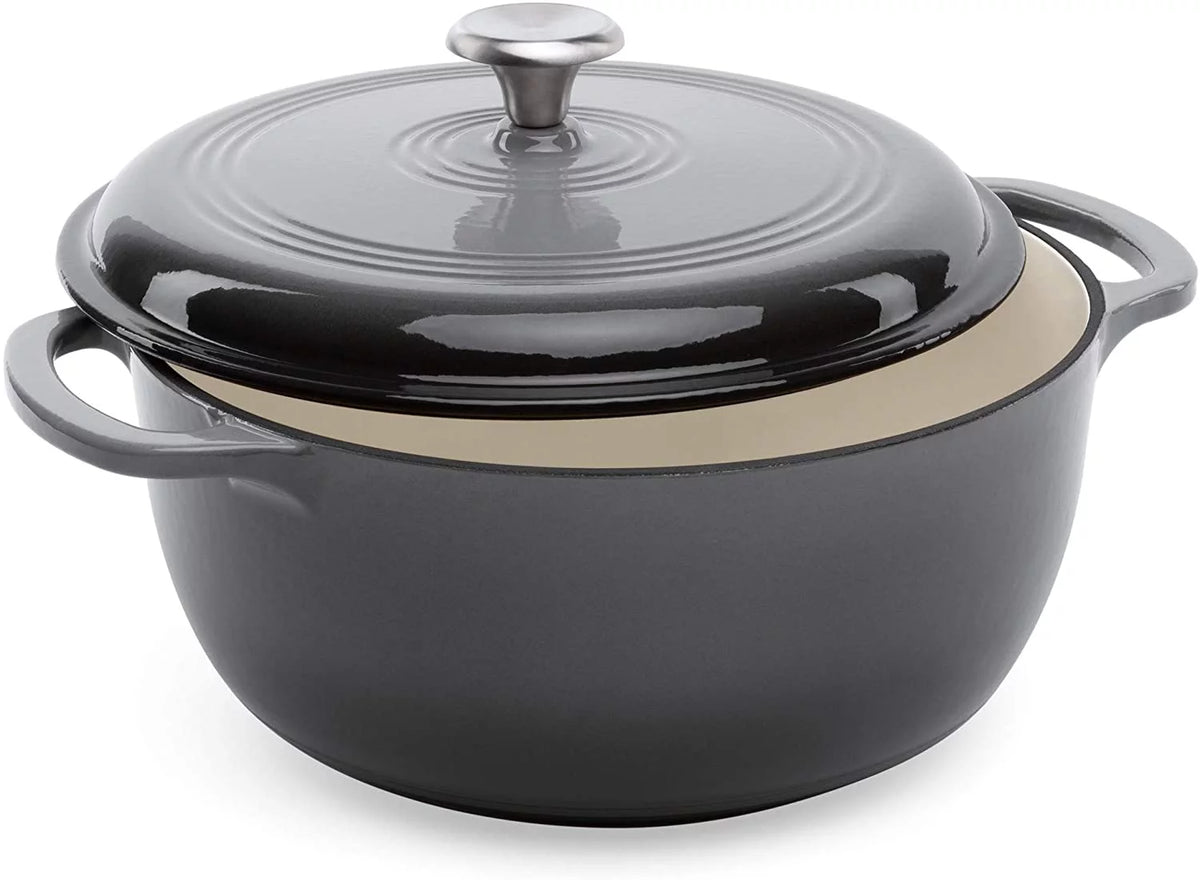 6qt Ceramic Non-Stick Cast Iron Dutch Oven with Enamel Coating, Gray Q4043