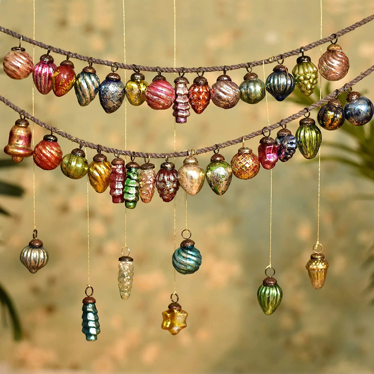 50 Piece Antique Glass Mini Christmas Ornaments G653