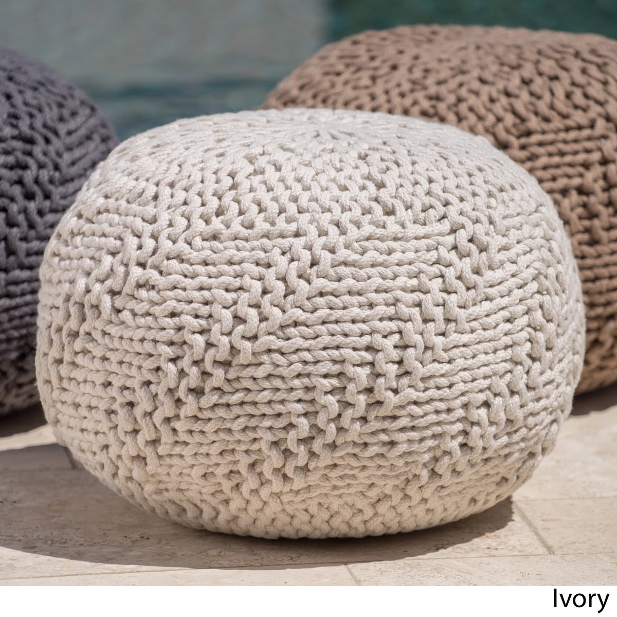 Ivory Outdoor Pouf X32925