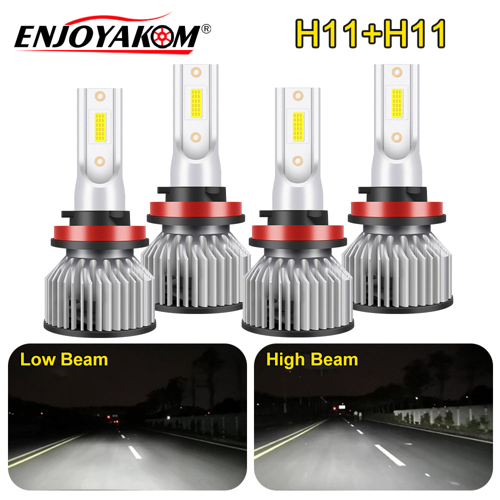 4pcs H11 LED Headlight Bulbs High Low Beam 6000K White U734043