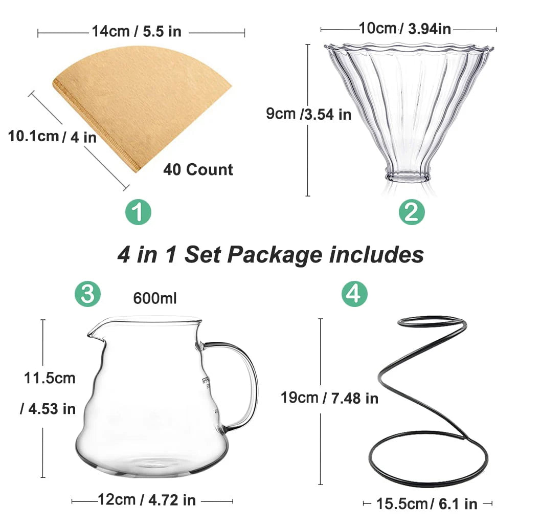 Pour Over Coffee Maker Set 4 in 1 H661