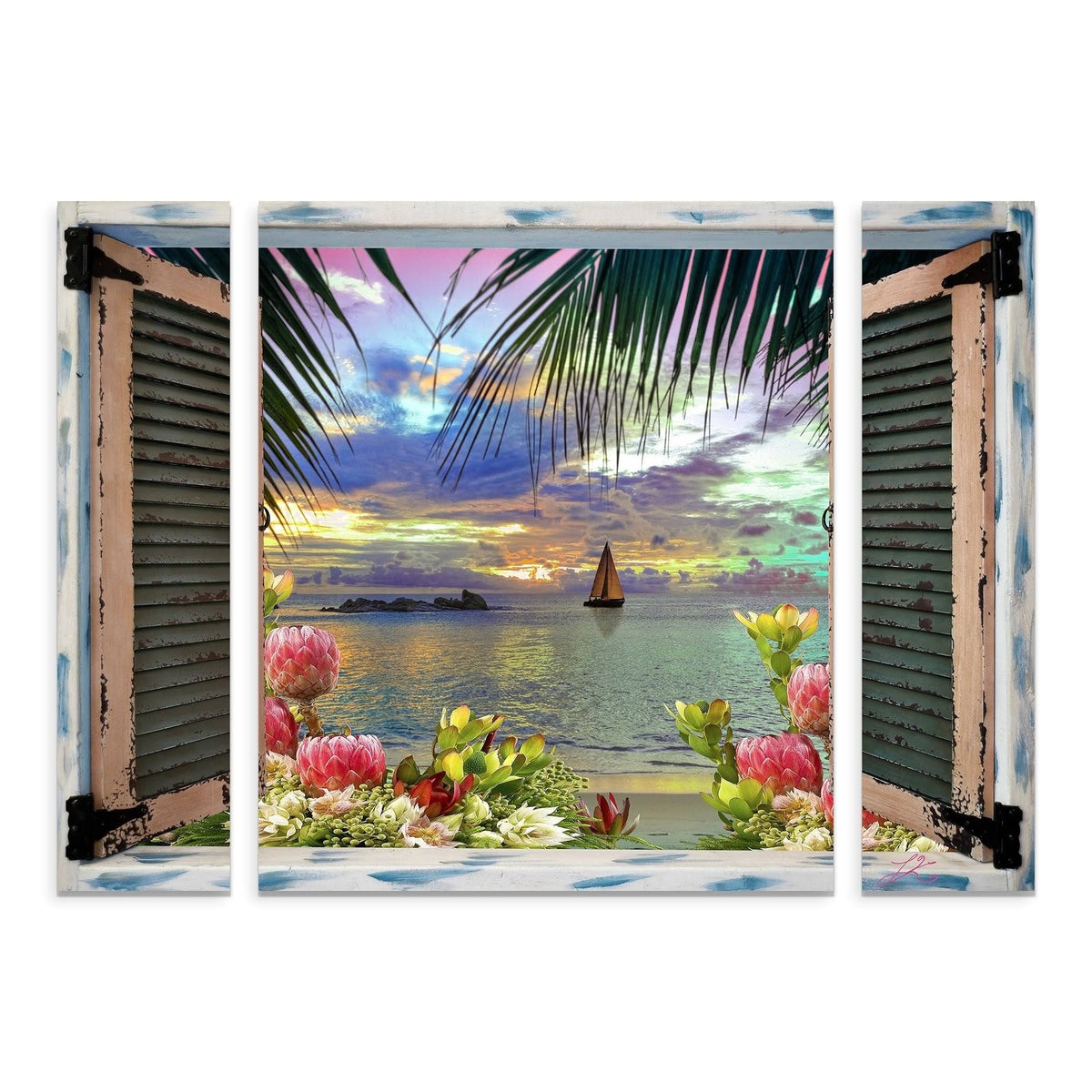 Tropical Window to Paradise III Three Panel Set I346