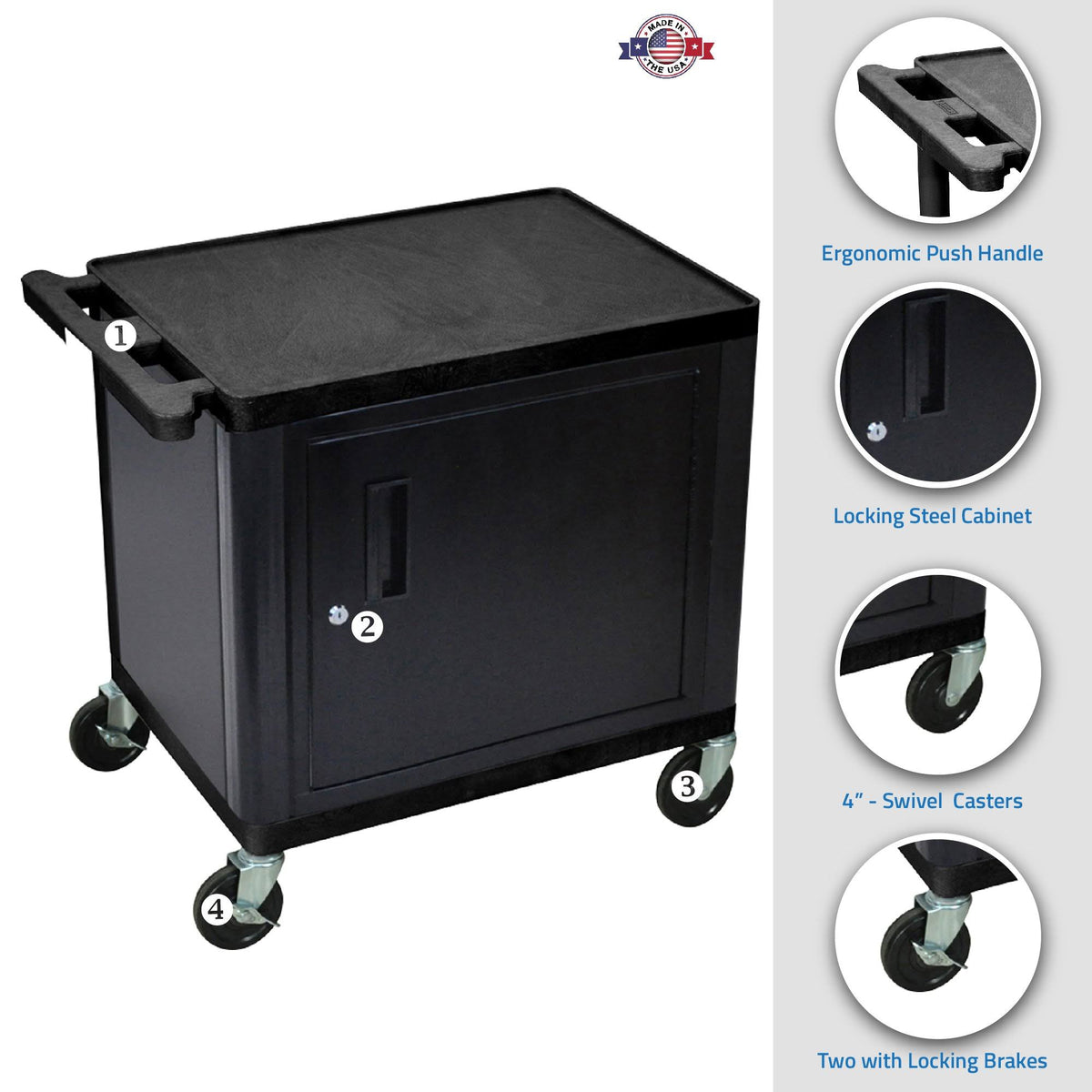Black LP Cart with Cabinet T2413