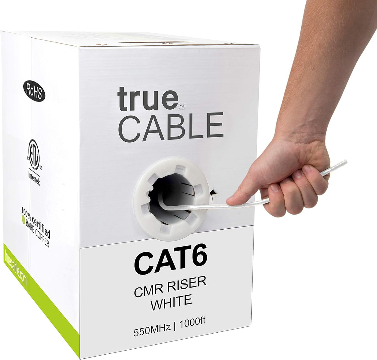 Cat6 Riser 1000ft Yellow 23AWG 4 Pair Solid Bare Copper Bulk Ethernet Cable N5219