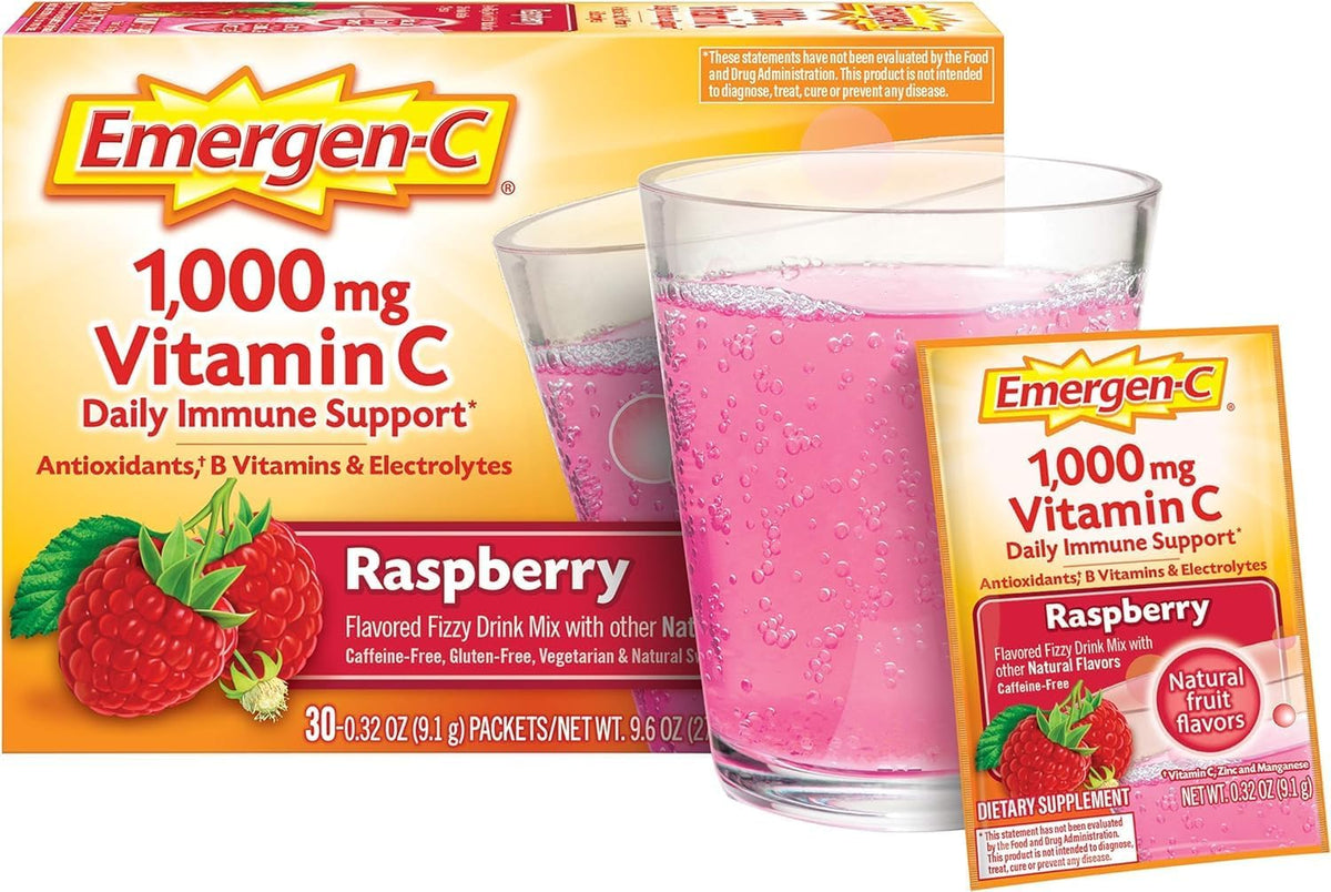 1000mg Vitamin C Powder, Raspberry Flavor, 0.32 Ounce (Pack of 30) R172448