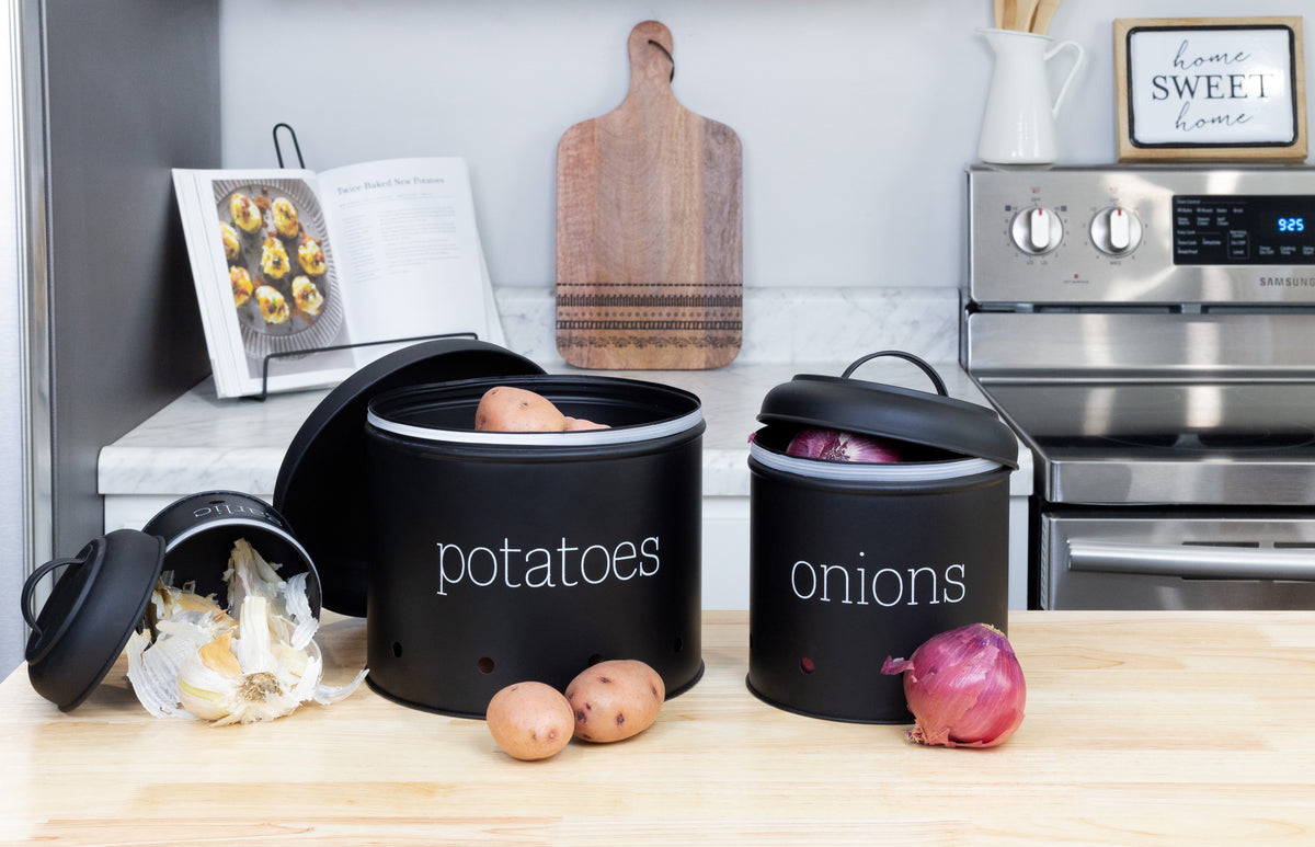 Black Vegetable Storage Canister Set N15801