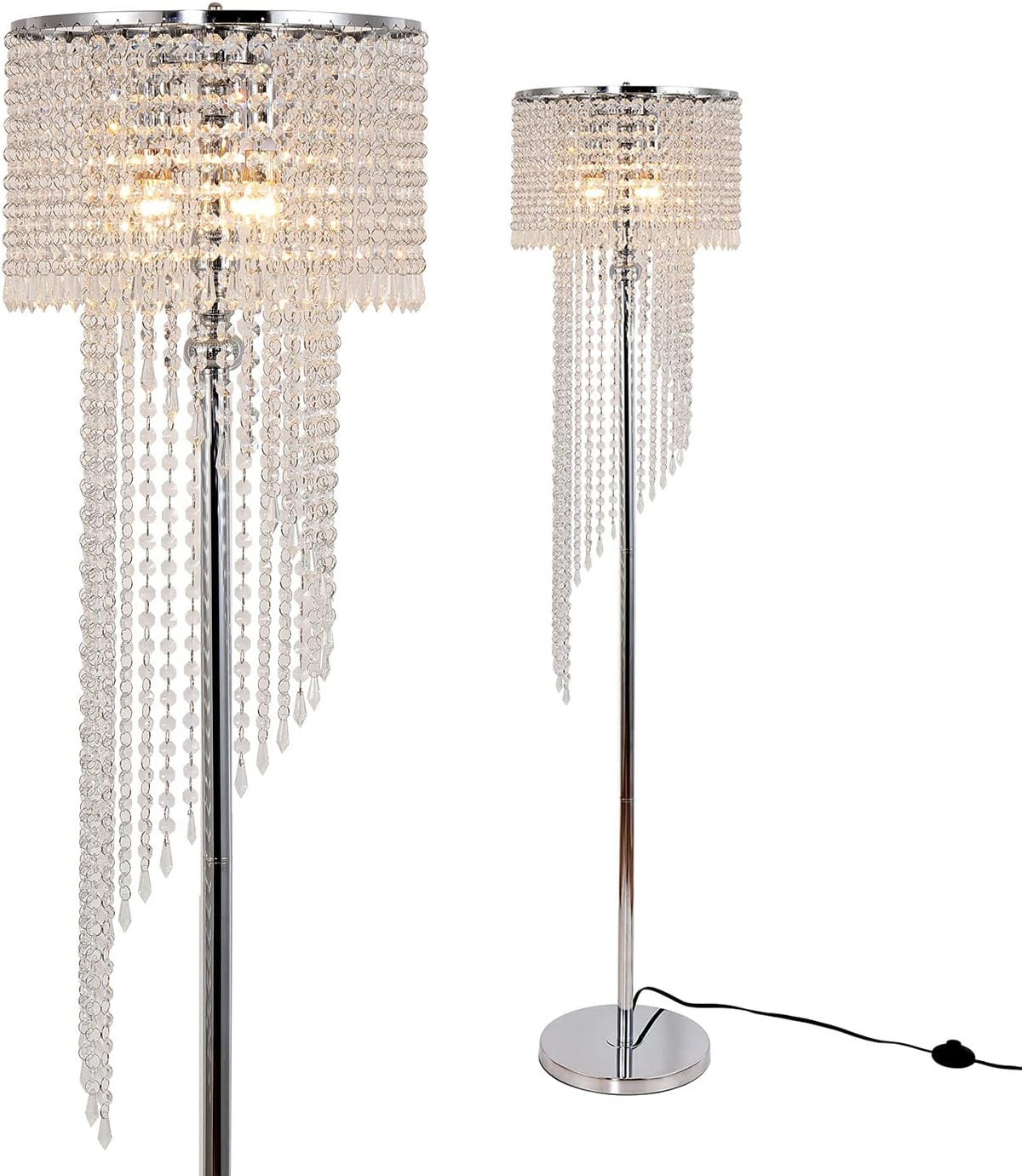 Chrome Finish Crystals Floor Lamp, 3 Lights G730
