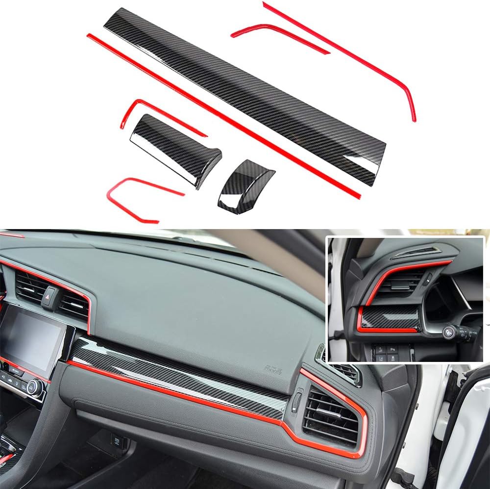 8pcs ABS Carbon Fiber Center Console Panel Cover Trims for Honda Civic (BLUE) Pack of 2 K318